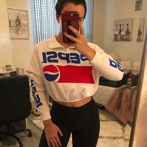 Cropped Quarter Zip Pepsi Sweatshirt